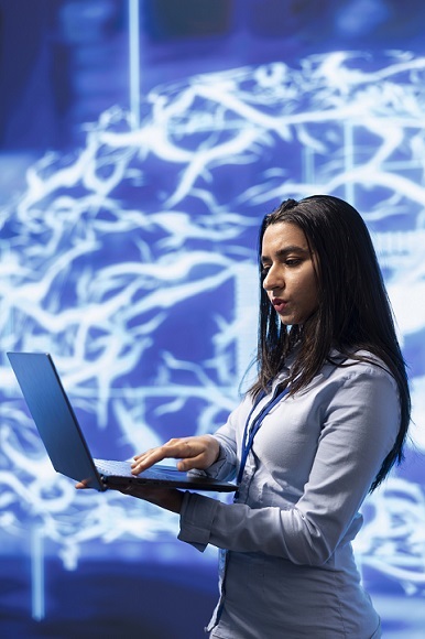 Professor and Student looking at Data