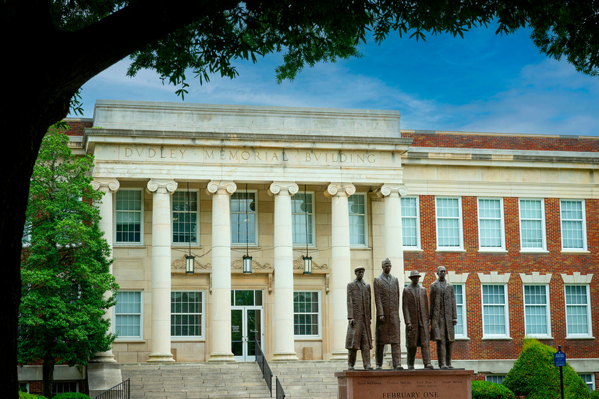 corner of Dudley Building on the campus of N.C. A&T