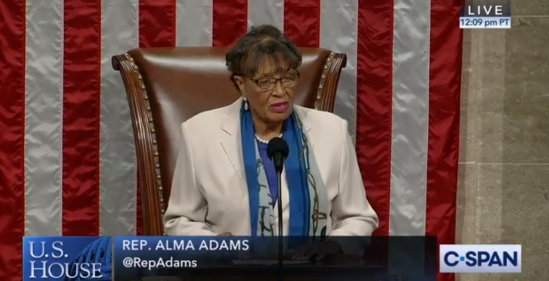 Rep. Adams presiding over the U.S. House.